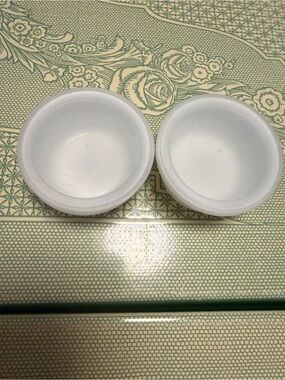 Vintage Glasbake condiment containers with lids